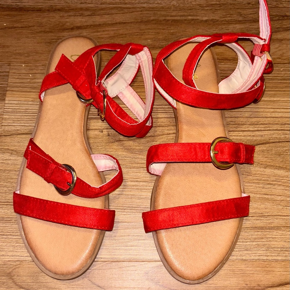 Red Strappy Sandals